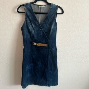 Mebon Blue Denim Mini Dress. Size Large.